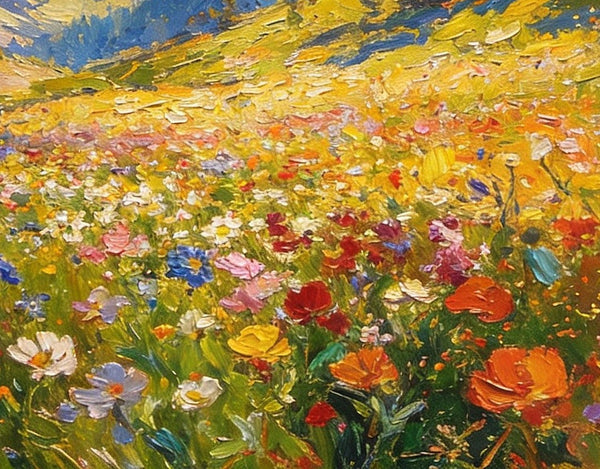 Valley in Full Spring Bloom, Hand Painted Canvas Art, Small Landscape Paintings, Original Oil Paintings, Small Paintings on Canvas, Small Paintings on Canvas-Art Painting Canvas