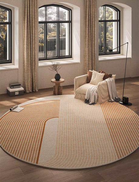 Geometric Modern Round Rugs for Living Room, Contemporary Area Rugs for Bedroom, Round Area Rugs for Dining Room, Coffee Table Rugs, Circular Modern Area Rug-Art Painting Canvas