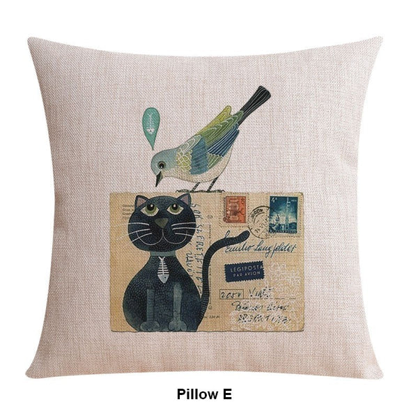 Simple Decorative Pillow Covers, Decorative Sofa Pillows for Living Room, Love Birds Throw Pillows for Couch, Singing Birds Decorative Throw Pillows-Art Painting Canvas
