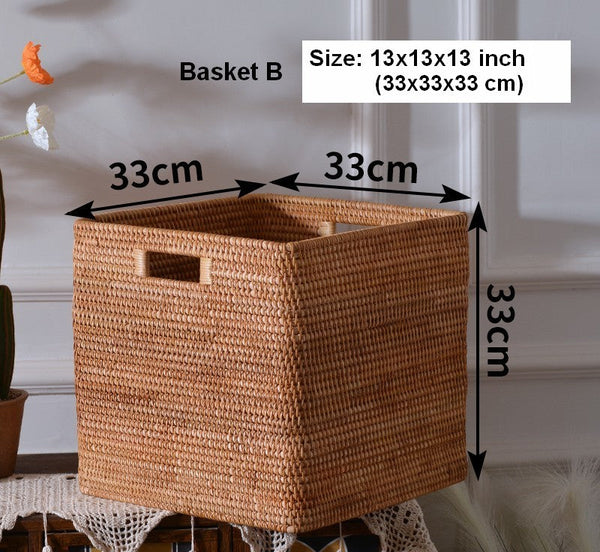 Storage Basket for Shelves, Large Rectangular Storage Basket, Storage Baskets for Kitchen, Woven Storage Basket for Living Room-Art Painting Canvas