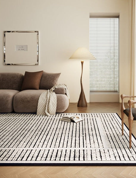 Mid Century Modern Rugs for Bedroom, Large Modern Rugs for Living Room, Contemporary Abstract Rugs under Dining Room Table-Art Painting Canvas