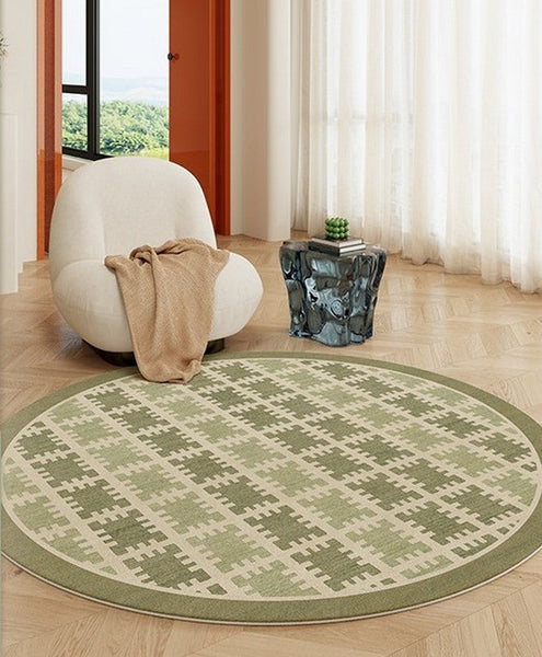Bedroom Abstract Modern Area Rugs, Contemporary Modern Rug for Living Room, Circular Modern Rugs under Chairs, Geometric Round Rugs for Dining Room-Art Painting Canvas