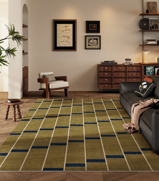 Large Modern Rugs for Living Room, Mid Century Modern Rugs for Bedroom, Abstract Geometric Modern Rugs, Green Modern Rugs for Dining Room-Art Painting Canvas