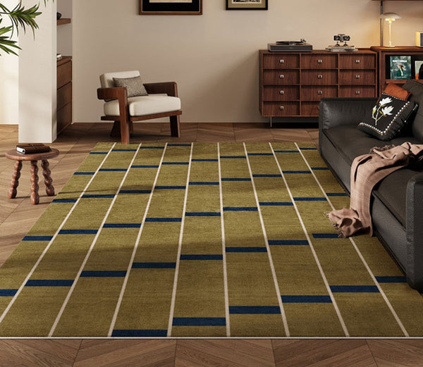 Large Modern Rugs for Living Room, Mid Century Modern Rugs for Bedroom, Abstract Geometric Modern Rugs, Green Modern Rugs for Dining Room-Art Painting Canvas