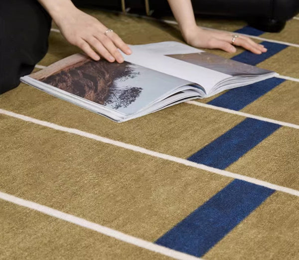 Large Modern Rugs for Living Room, Mid Century Modern Rugs for Bedroom, Abstract Geometric Modern Rugs, Green Modern Rugs for Dining Room-Art Painting Canvas