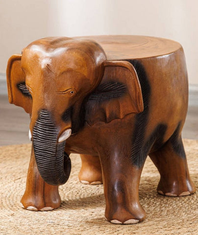 Handmade Solid Wood low Stool, Elephant Wooden Stool, Elephant Sofa Stool, Dining Table Stool, Creative Shoe-changing Stool-Art Painting Canvas