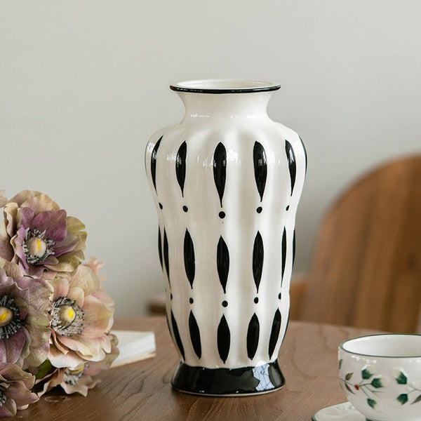 Modern Flower Vases on Table, Porcelain Flower Vases, Water Holding Flower Vases, Handmade Bouquet Ceramic Vases-Art Painting Canvas