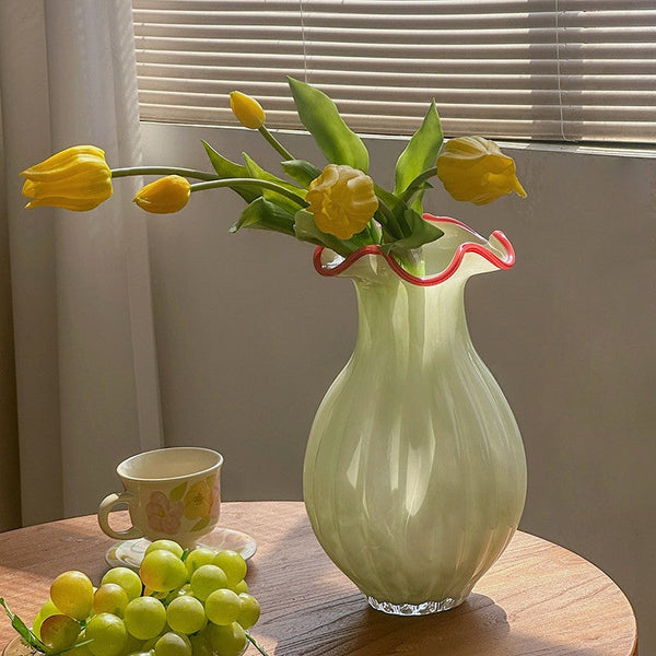 French Vintage Glass Flower Vases, Glass Bud Vases, Flower Vases on Table, Handmade Water Holding Flower Vases-Art Painting Canvas