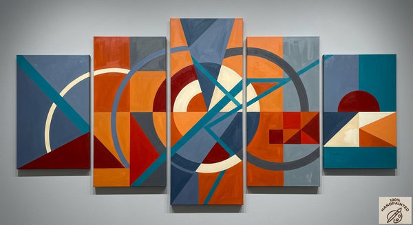 Abstract Acrylic Paintings, Hand Painted Canvas Art, Large Modern Paintings for Bedroom, Geometric Contemporary Art-Art Painting Canvas