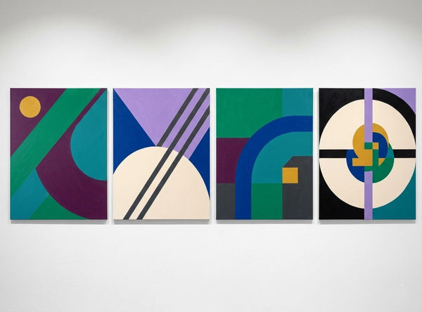 Abstract Geometric Art, Modern Paintings for Mid Century Living Room, Multi Panel Canvas Paintings-Art Painting Canvas