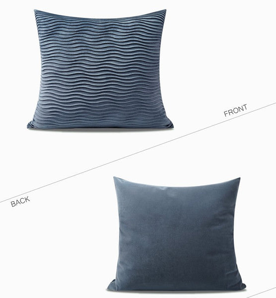 Abstract Blue Decorative Throw Pillows, Large Simple Throw Pillow for Interior Design, Geomeric Contemporary Square Modern Throw Pillows for Couch-Art Painting Canvas
