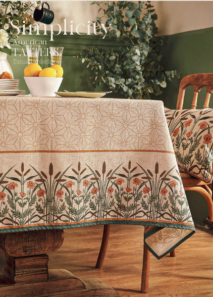 Modern Rectangle Tablecloth Ideas for Kitchen Table, Farmhouse Table Cloth for Oval Table, Rustic Flower Pattern Linen Tablecloth for Round Table-Art Painting Canvas