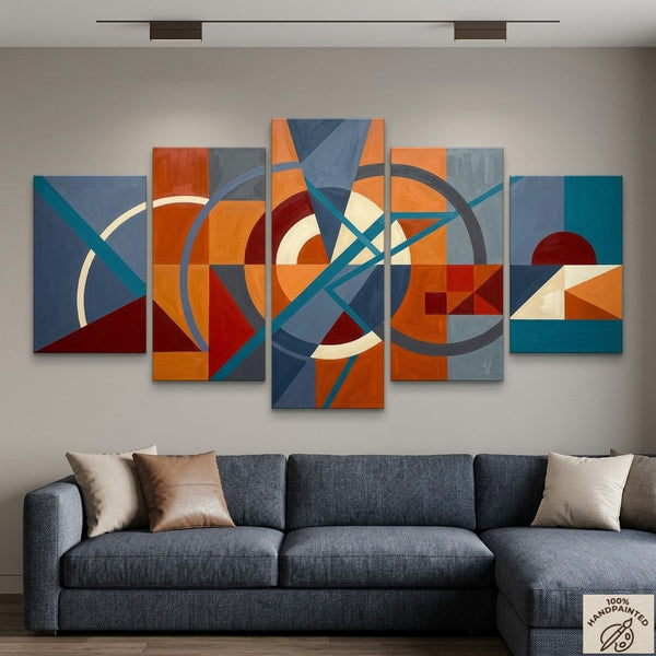 Abstract Acrylic Paintings, Hand Painted Canvas Art, Large Modern Paintings for Bedroom, Geometric Contemporary Art-Art Painting Canvas