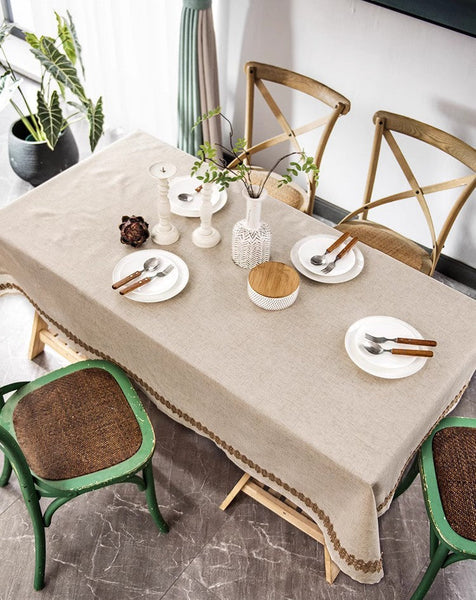 Large Rectangle Table Cover for Dining Room Table, Modern Table Cloth, Cotton and Linen Tablecloth for Home Decoration, Square Tablecloth for Round Table-Art Painting Canvas