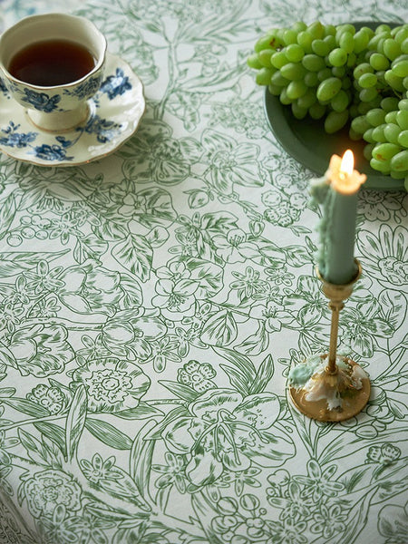 Natural Spring Farmhouse Table Cloth, Extra Large Rectangle Tablecloth for Dining Room Table, Flower Pattern Cotton Tablecloth, Square Tablecloth for Round Table-Art Painting Canvas