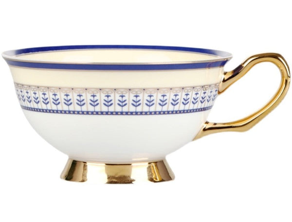 Blue Porcelain Tea Cup Saucer Set, Elegant British Ceramic Coffee Cups, Unique British Tea Cup and Saucer in Gift Box-Art Painting Canvas