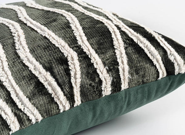 Large Simple Throw Pillow for Bedroom, Contemporary Pillows, Abstract Decorative Throw Pillows, Green Square Modern Throw Pillows for Couch-Art Painting Canvas