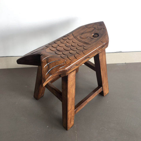 Handmade Solid Wood low Stool, Creative Shoe-changing Stool, Vintage Old Elm Wood Stool, Children's Wooden Stool, Sofa Stool, Dining Table Stool-Art Painting Canvas