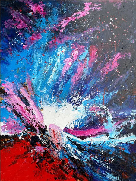 Abstract Paintings Behind Sofa, Contemporary Canvas Wall Art, Buy Paintings Online, Acrylic Paintings for Bedroom, Palette Knife Canvas Art-Art Painting Canvas
