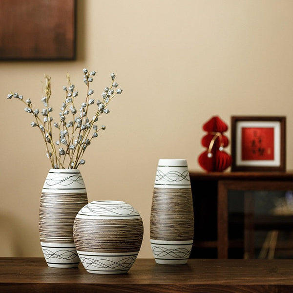 Large Flower Vase on Table, Modern Bouquet Flower Vases, Centerpiece on Dining Table, Handmade Pottery Flower Vases Urn, Water Holding Flower Vases-Art Painting Canvas