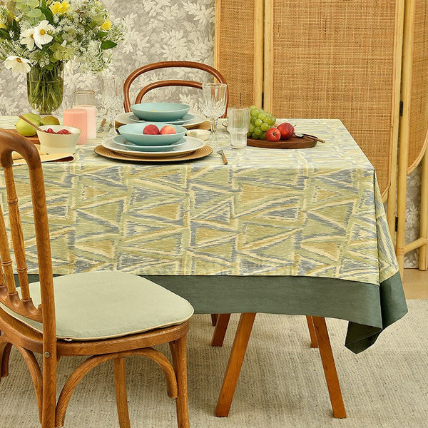 Geometric Modern Table Covers for Kitchen, Extra Large Rectangle Tablecloth for Dining Room Table, Country Farmhouse Tablecloths for Oval Table-Art Painting Canvas