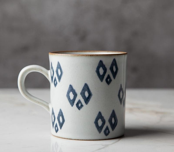 Pottery Tea Cup, Large Capacity Coffee Cup, 10 oz Cappuccino Coffee Mug, Handmade Pottery Coffee Cup-Art Painting Canvas