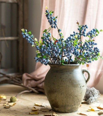 Simple Artificial Flowers for Home Decoration, Flower Arrangement Ideas for Living Room, Blue Cranberry Fruit Branch, Spring Artificial Floral for Bedroom-Art Painting Canvas