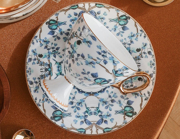 Ceramic Tea Cup and Saucer in Gift Box, British Tea Cup set, Elegant Ceramic Coffee Cups, Creative Porcelain Tea Cup Set and Saucer-Art Painting Canvas