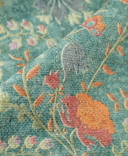 Garden Flowers Pattern Decorative Throw Pillows, Large Green Throw Pillow for Interior Design, Geomeric Contemporary Square Modern Throw Pillows for Couch-Art Painting Canvas