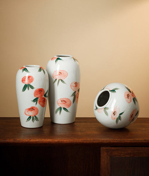 Porcelain Flower Vases, Handmade Water Holding Flower Vases, Modern Flower Vase Centerpiece on Table, Ceramic Bouquet Vases-Art Painting Canvas