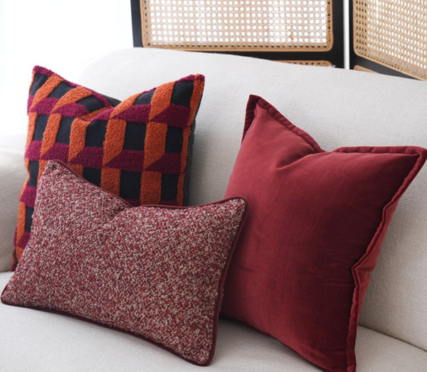 Decorative Pillows for Couch, Modern Sofa Pillows, Simple Modern Pillows, Red Modern Throw Pillows, Contemporary Throw Pillows-Art Painting Canvas