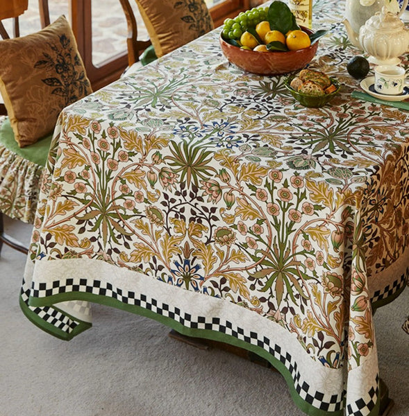 Extra Large Flower Table Covers for Round Table, Modern Rectangle Tablecloth for Dining Table, Farmhouse Table Cloth for Oval Table, Square Tablecloth for Kitchen-Art Painting Canvas