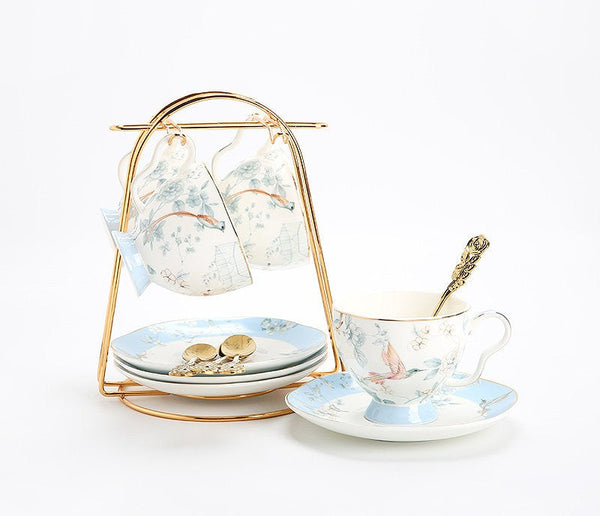 Ceramic Tea Cup Set, Luxury Tea Cup with Saucer, Porcelain Coffee Cup, Elegant Coffee Cup, Porcelain Tea cups, British Tea Cup Set, Afternoon Tea Cup with Saucer Set-Art Painting Canvas