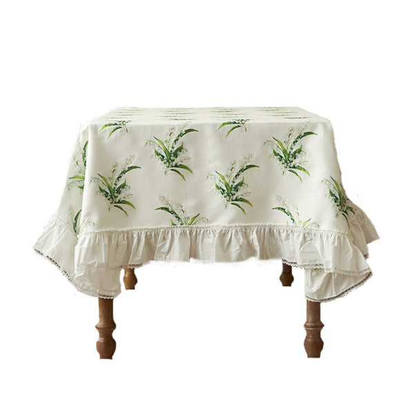 Cotton Embroidery Lace Rectangle Tablecloth for Dining Room Table, Farmhouse Table Cloth, Spring Flower Pattern Tablecloth, Square Tablecloth for Round Table-Art Painting Canvas