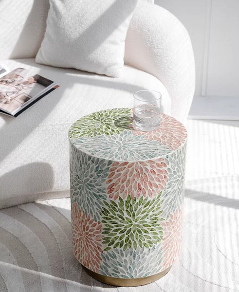 Unique Small End Table, Contemporary Small Sofa Side Table, Portable Casual Side Table, Creative Coffee Table, Shell Small Side Table-Art Painting Canvas