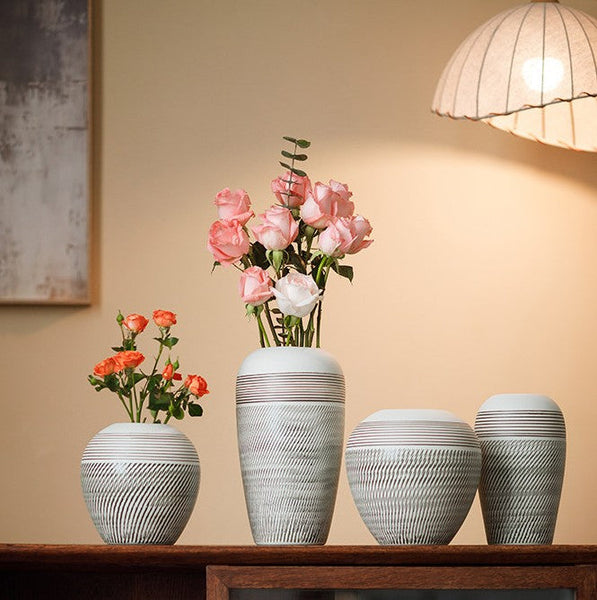 Pottery Flower Vases Urn, Modern Bouquet Flower Vases, Centerpiece on Dining Table, Large Flower Vase on Table, Handmade Water Holding Flower Vases-Art Painting Canvas