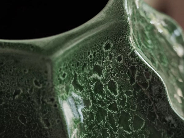 Large Contemporary Vases on Dining Table, Handmade Modern Flower Vase, Centerpiece Ceramic Bouquet Vases, Green Porcelain Vases for Modern Home Decor-Art Painting Canvas