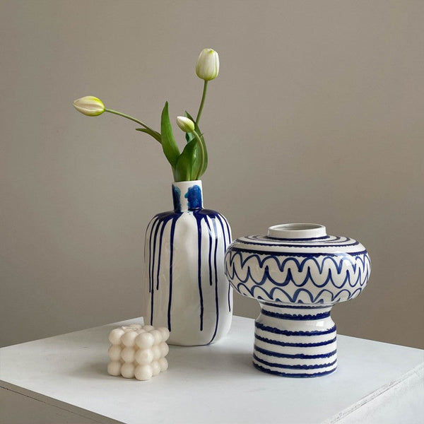 Modern Ceramic Flower Vases, Handmade Water Holding Flower Vases, Porcelain Bud Vases, Small Flower Vases on Table-Art Painting Canvas