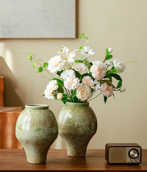 Flower Vases on Table, Centerpiece Ceramic Bud Vases, Porcelain Flower Vases, Handmade Water Holding Flower Vase-Art Painting Canvas