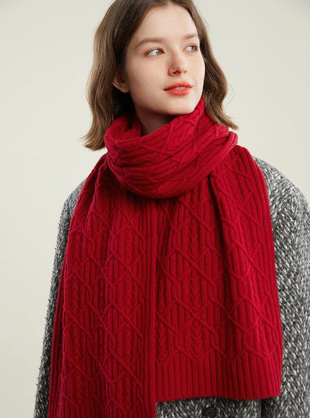 Cold Weather Scarf, Casual Scarf for Women, Fashion Designer Scarf, Red Winter Scarf, Modern Wool Scarf for Women, Soft Cashmere Scarf for Women-Art Painting Canvas