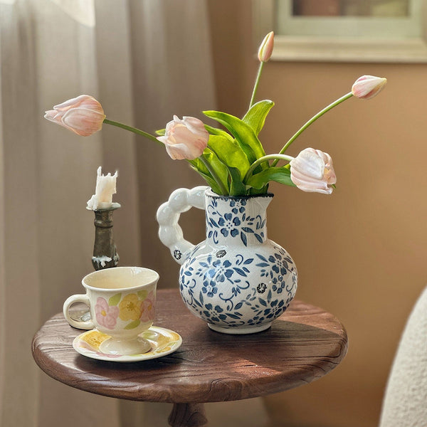 Rustic Porcelain Flower Vases, Ceramic Bud Vases, Unique Handmade Ceramic Vases, Small Flower Vases on Table-Art Painting Canvas