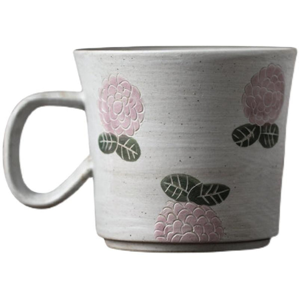 Handmade Pottery Coffee Cup, 10 oz Rose Ceramic Coffee Mug, Cappuccino Coffee Cup, Tea Cup-Art Painting Canvas