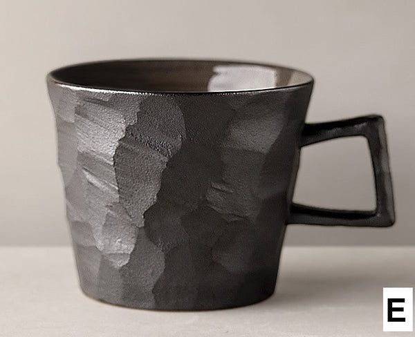 Large Capacity Coffee Cups, Modern Handmade Pottery Coffee Cup, Large Unique Tea Cup, Creative Brown White Black Blue Ceramic Coffee Mugs-Art Painting Canvas