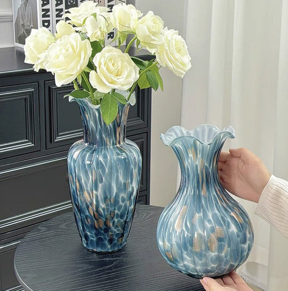 Modern Glass Bud Vases, Centerpiece Vases on Table, Handmade Liuli Vases, Color Glaze Vase, Contemporary Vases for Modern Home Decor-Art Painting Canvas