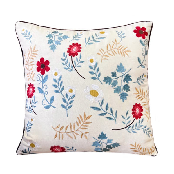 Decorative Throw Pillows for Couch, Embroider Flower Cotton Pillow Covers, Spring Flower Decorative Throw Pillows, Farmhouse Sofa Decorative Pillows-Art Painting Canvas