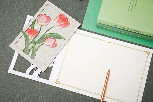 Tulip Flower Greeting Cards, Creative Birthday Greeting Card, Beautiful Greeting Cards to Friends, Original Handmade Greeting Cards-Art Painting Canvas
