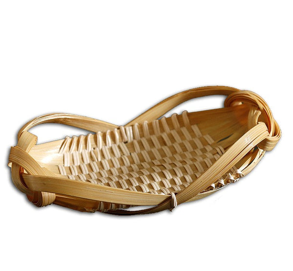 Natural Hand-woven Bamboo Basket, Lovely Cute Picnic Food Basket, Bamboo Basket for Food, Natural Fruit Basket Kitchen Storage Baskets-Art Painting Canvas