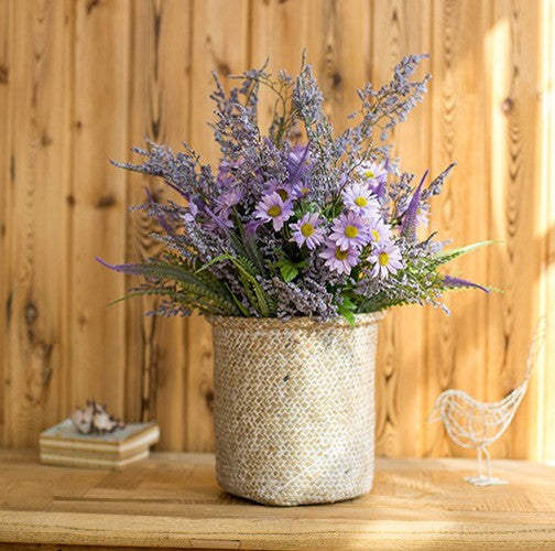 Myosotis Lovegrass, Daisy, Salvia, Beautiful Spring Flower Arrangement for Living Room, Ctreative Modern Artificial Floral for Home Decoration-Art Painting Canvas