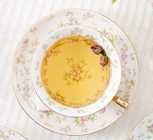 Elegant Ceramic Coffee Cups, Beautiful British Tea Cups, Unique Afternoon Tea Cups and Saucers in Gift Box, Royal Bone China Porcelain Tea Cup Set-Art Painting Canvas