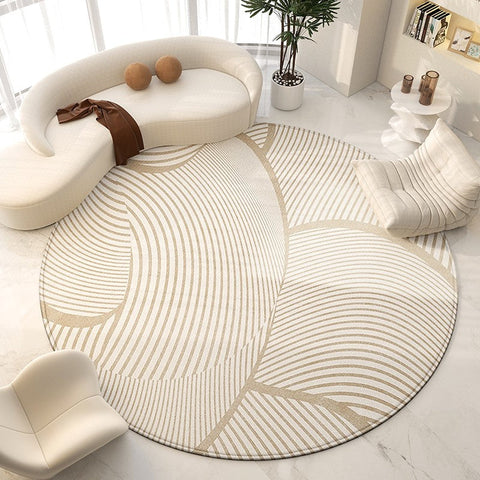 Contemporary Modern Rug for Living Room, Geometric Round Rugs for Dining Room, Modern Area Rugs for Bedroom, Circular Modern Rugs under Chairs-Art Painting Canvas